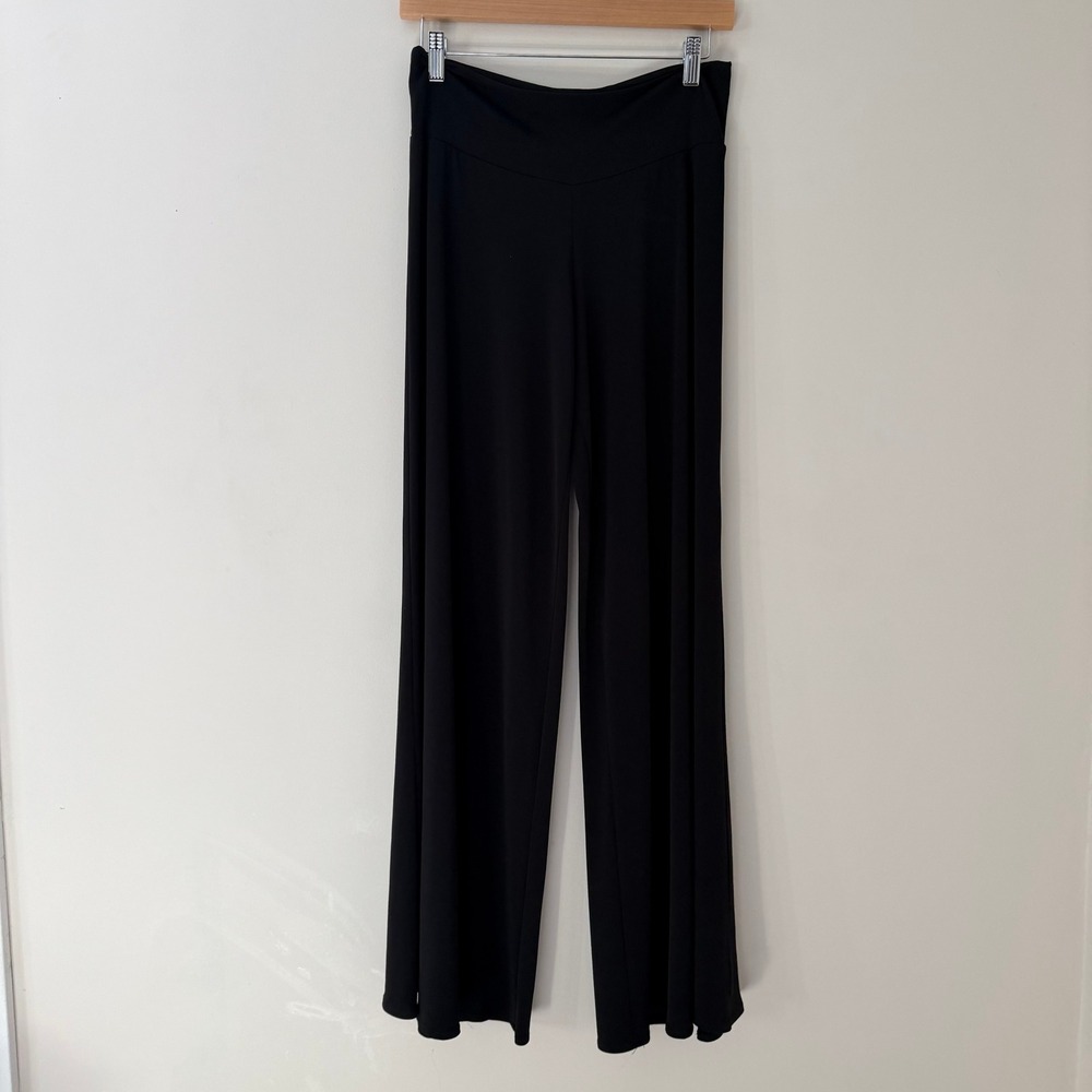 Clara Sunwoo Wide Leg Palazzo Pant Trousers Black Stretch Jersey Women Size L